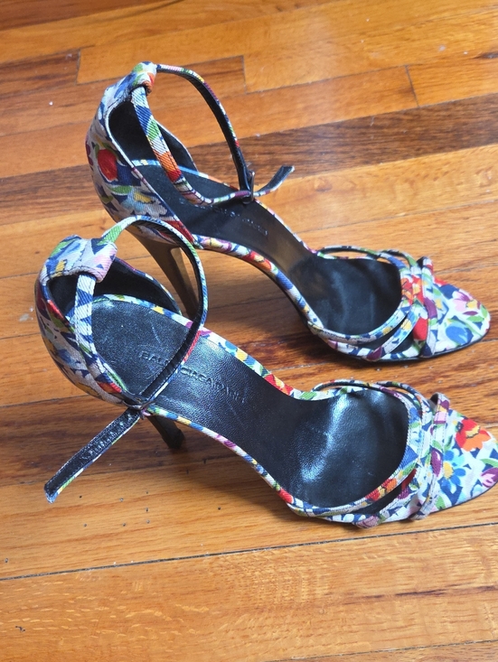 Balenciaga Shoes - Balenciaga Floral Multicolor Ankle-Strap Heels